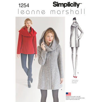 Simplicity Women's Leanne Marshall Easy Lined Coat or Jacket 1254 - Sewing Pattern