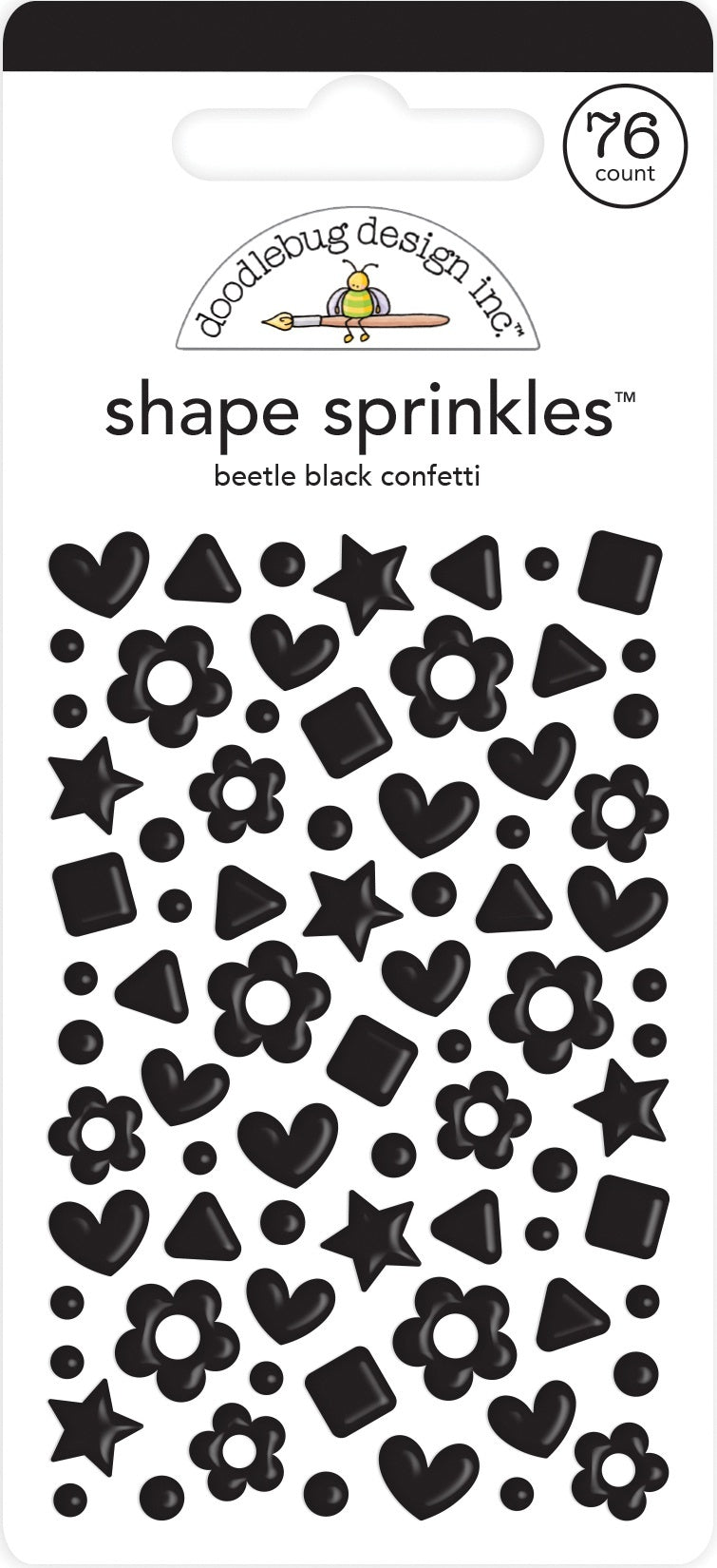 Doodlebug Sprinkles Adhesive Enamel Shapes - Bettle Black Confetti