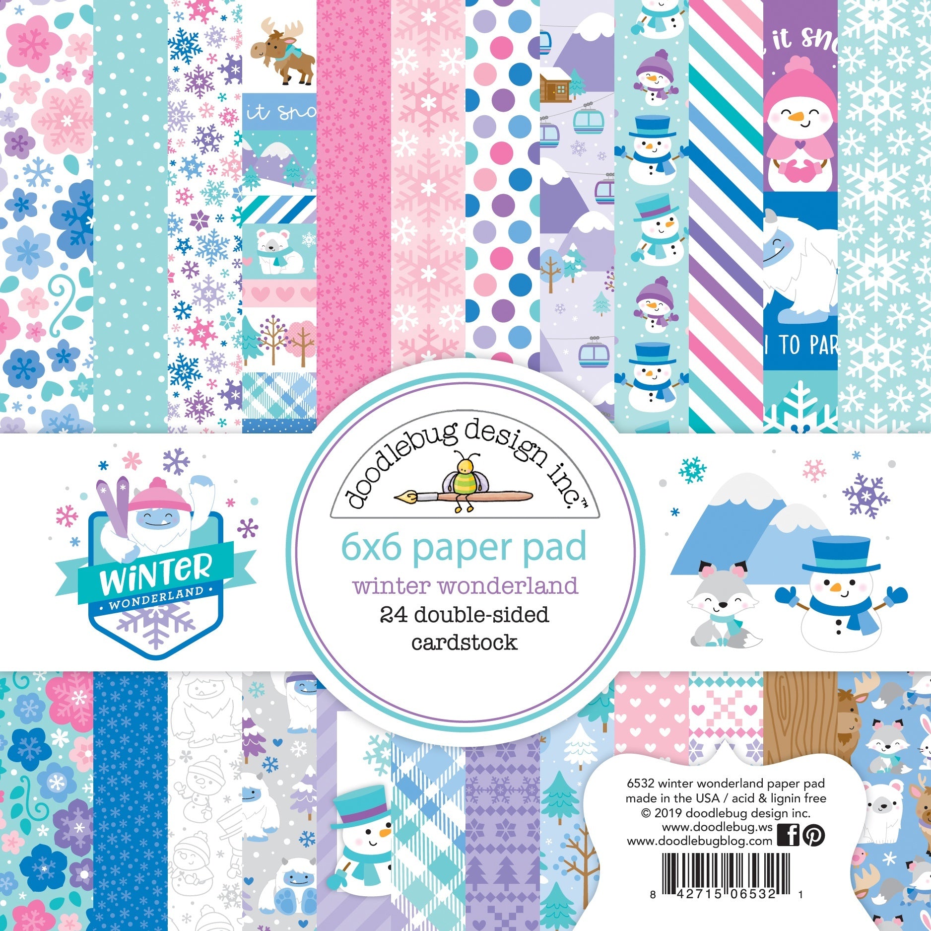 Doodlebug Double-Sided Paper Pad 6"X6" 24/Pkg - Winter Wonderland, 12 Designs/2 Each