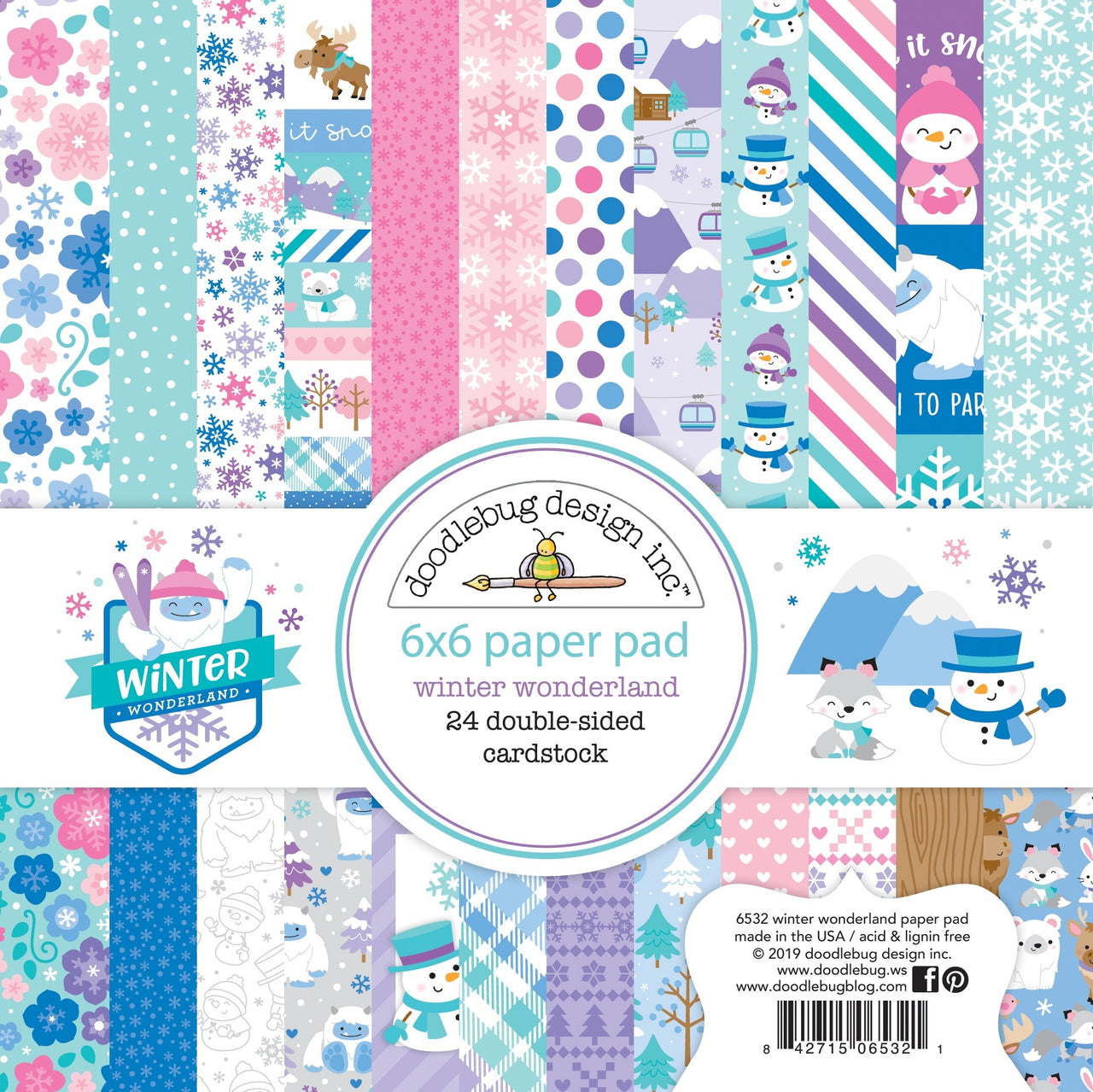 Doodlebug Double-Sided Paper Pad 6"X6" 24/Pkg - Winter Wonderland, 12 Designs/2 Each