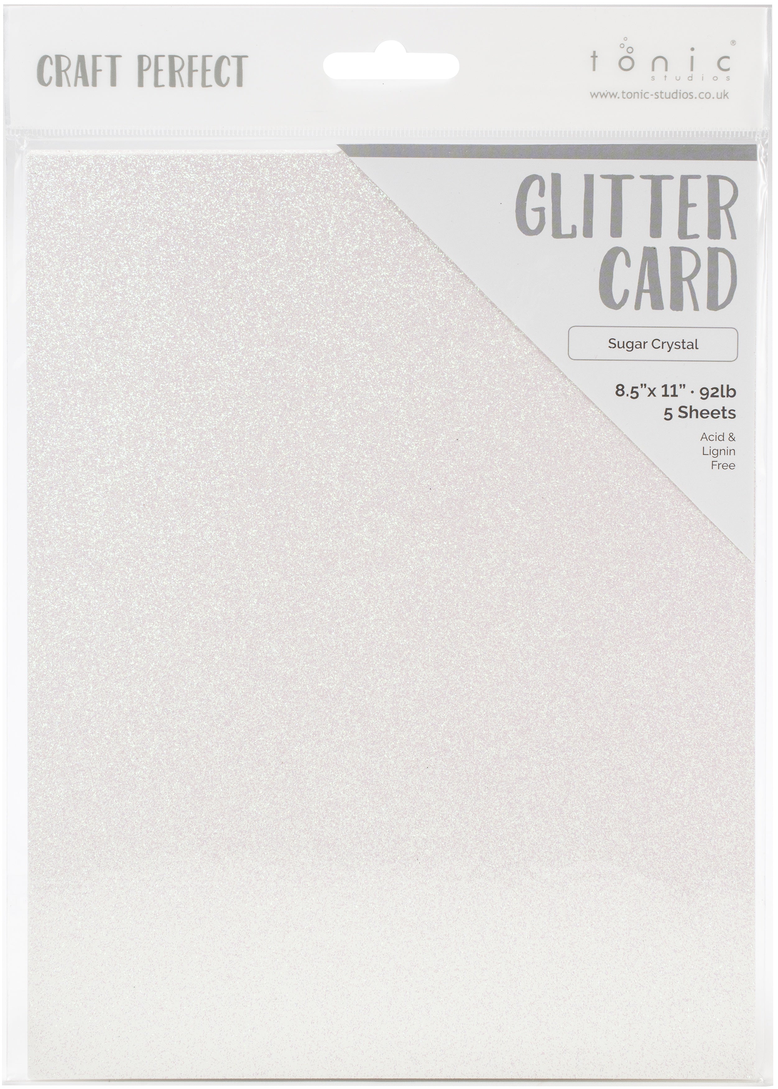 Tonic Studios Craft Perfect Glitter Cardstock 8.5"X11" 5/Pkg - Sugar Crystal