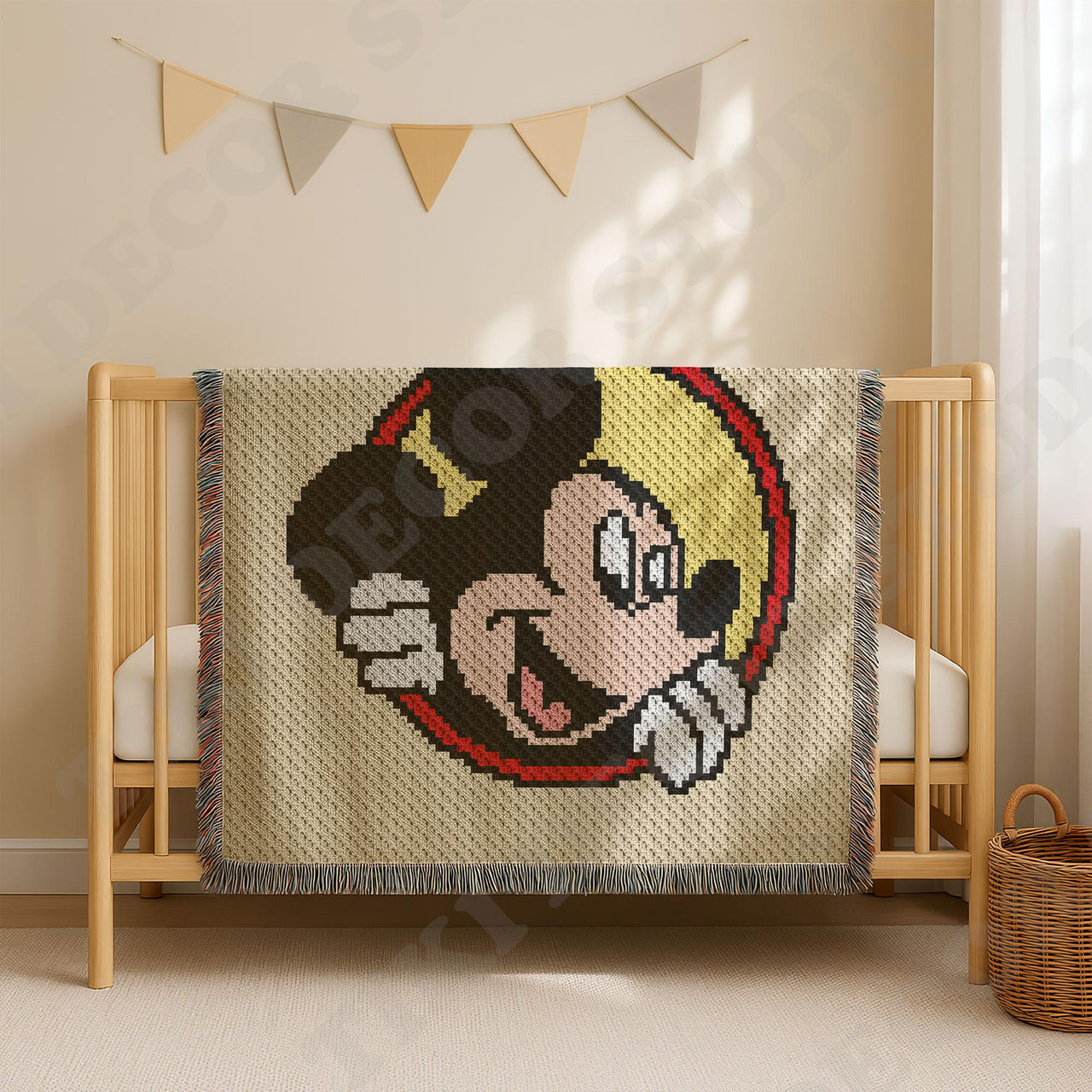 C2C Mickey Mouse Blanket Ivory Afghan Baby Throw Graphgan Crochet PATTERN