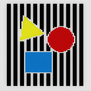 Bauhaus 3 Figures Motif Knitting Chart of Circle Rectangle and Triangle