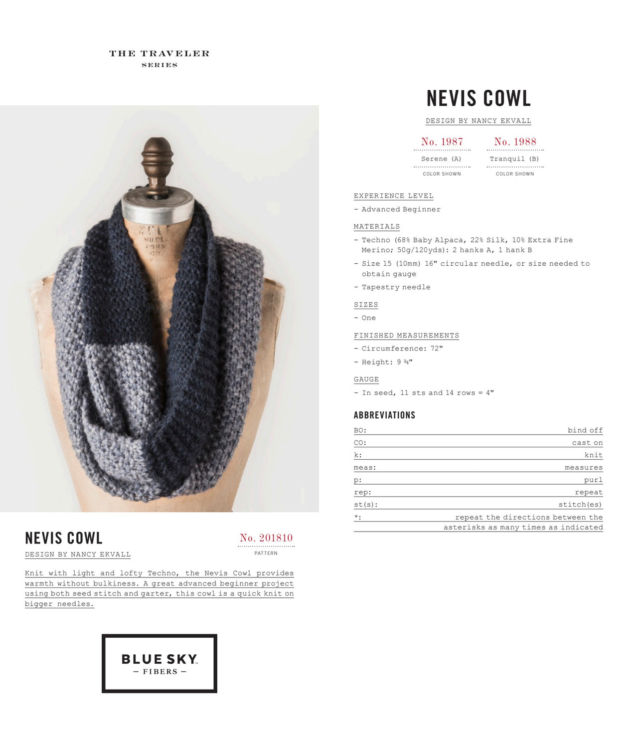 Blue Sky Fibers Nevis Cowl PDF