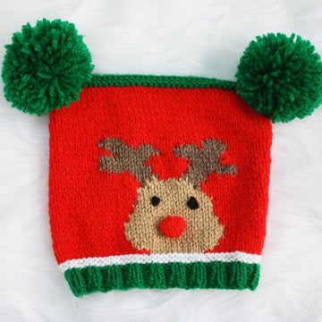 Rudolph Bobble Hat & Teabag Hat DK Knitting Pattern P2 — Elizabeth Primrose Patterns