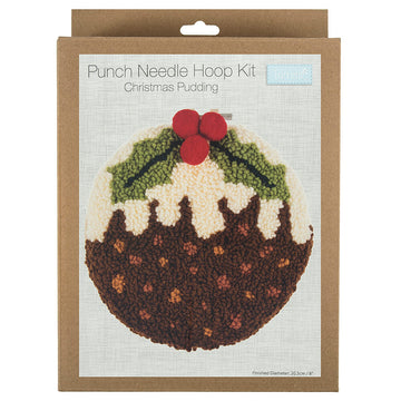Trimits Yarn Punch Needle Kit with Hoop: Christmas Pudding Punch Needle Kit - 8in