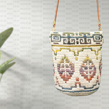 Hazel Boho Bucket Bag, Mosaic Crochet
