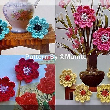 8 Petals Crochet Flower Pattern Applique Embellishment
