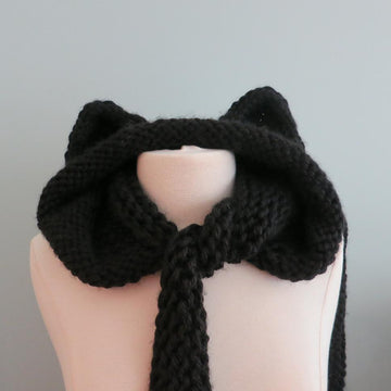 Cat Hoodie Scarf Pompoms
