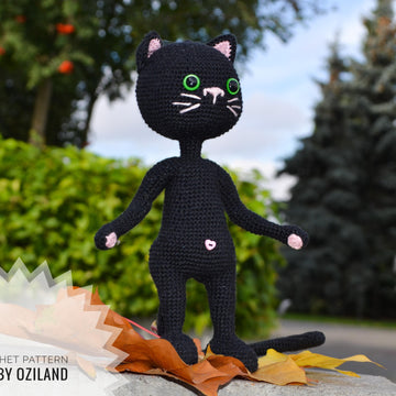 Crochet Pattern Shadow the black cat amigurumi toy