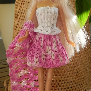 Crochet pattern for 12-inch doll top, skirt and scarf