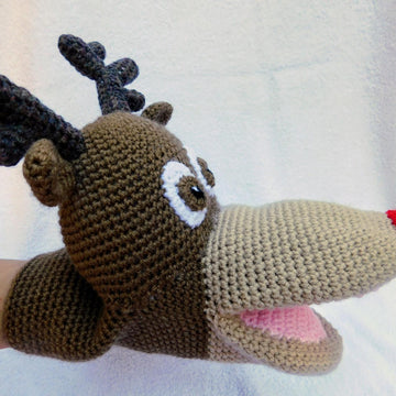 Rudolph, the reindeer, amigurumi hand puppet
