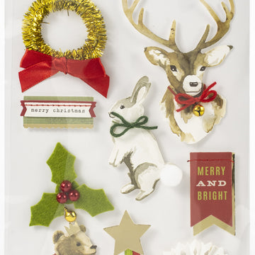 American Crafts Heidi Swapp Winter Wonderland Layered Stickers 9/Pkg - W/Gold Foil Accents