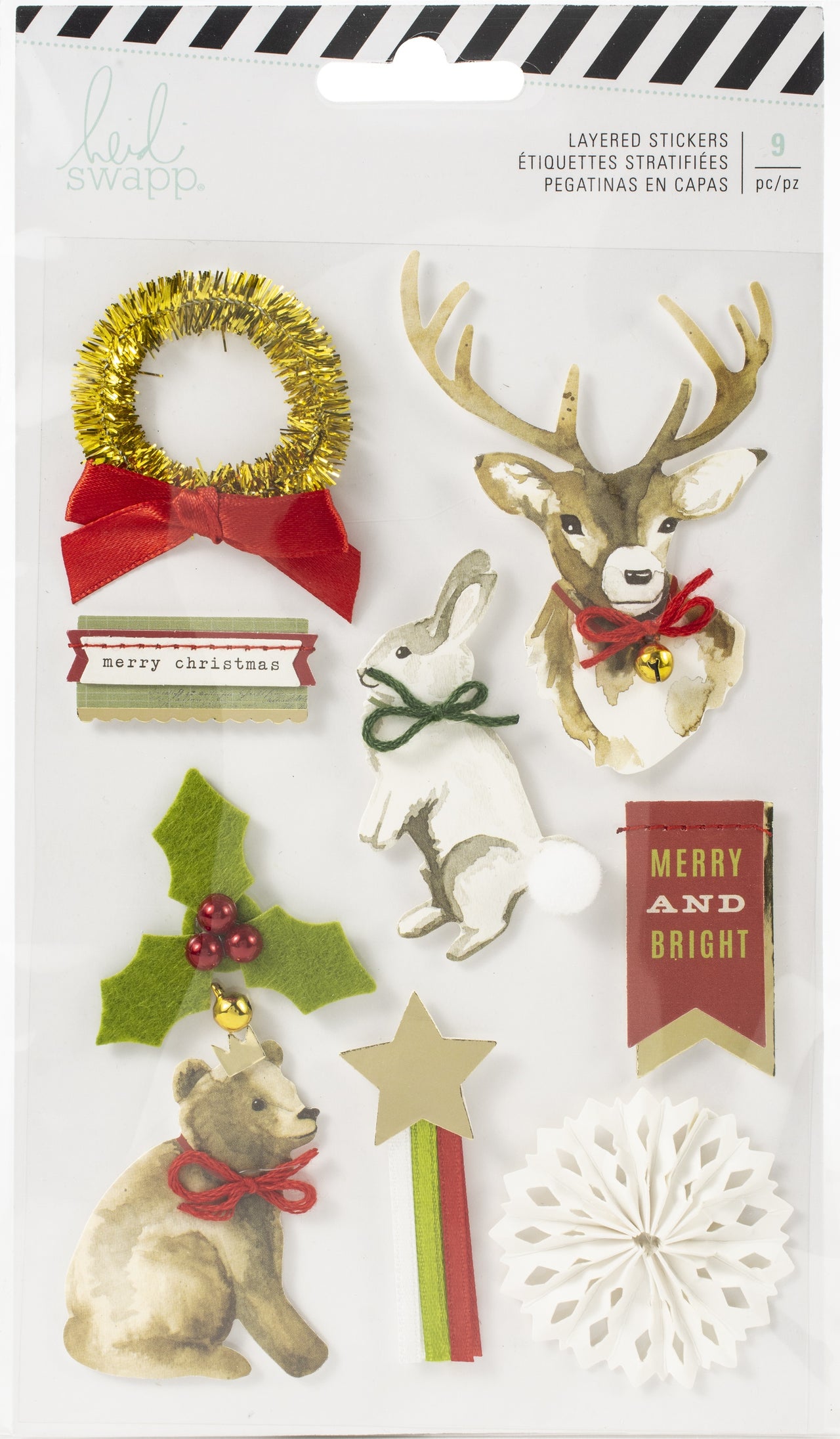 American Crafts Heidi Swapp Winter Wonderland Layered Stickers 9/Pkg - W/Gold Foil Accents
