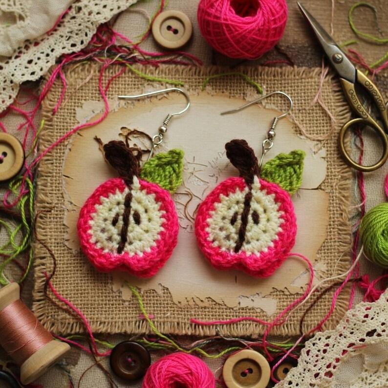 Crochet Apple Earrings Pattern – Mini Apple Earrings PDF + Video Tutorial