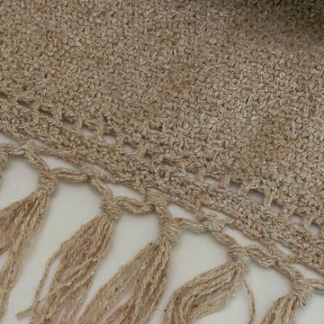 Linen Stitch Knit Throw w/Crochet Edge & Tassels