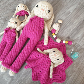 Sweet Bunny amigurumi doll lovey pacifier clip baby teether small baby children plush
