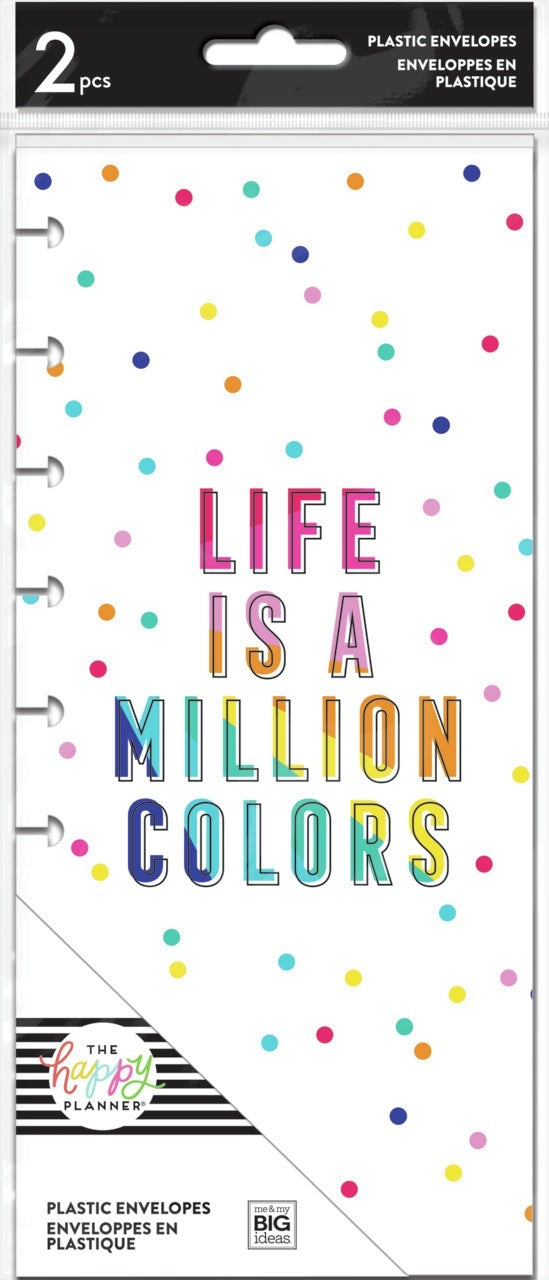 The Happy Planner Classic Half Sheet Plastic Envelopes 2/Pkg - Life Is A Million Color