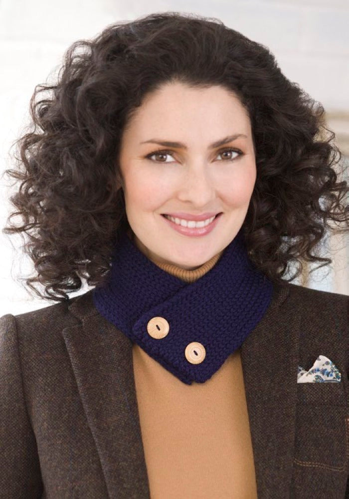Button Up neck Warmer in Red Heart Soft Solids - LW2439