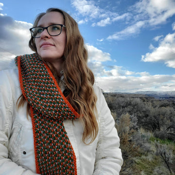 Three Color Seed Stitch Scarf