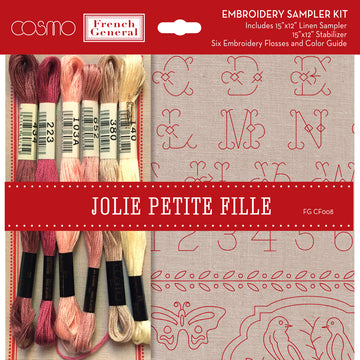 Moda Fabrics Jolie Petite Fille Printed Embroidery Kit - 15in x 12in