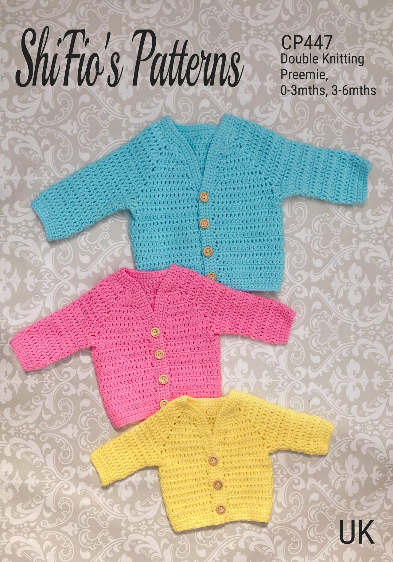 V-Neck Raglan Crochet Cardigan Pattern UK Terms#447