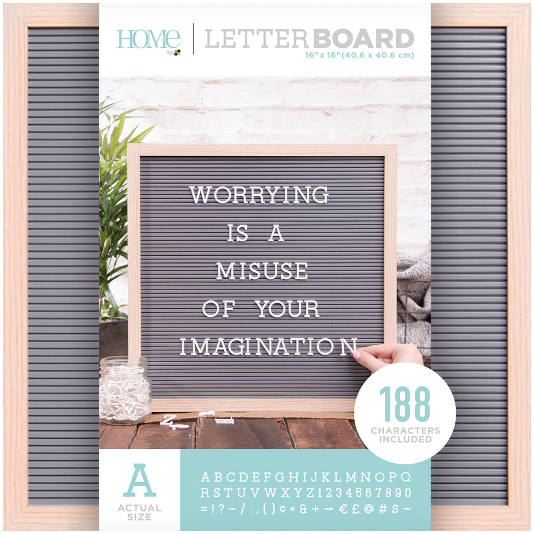 American Crafts DCWV Framed Letterboard 16"X16" - Natural W/Gray Insert