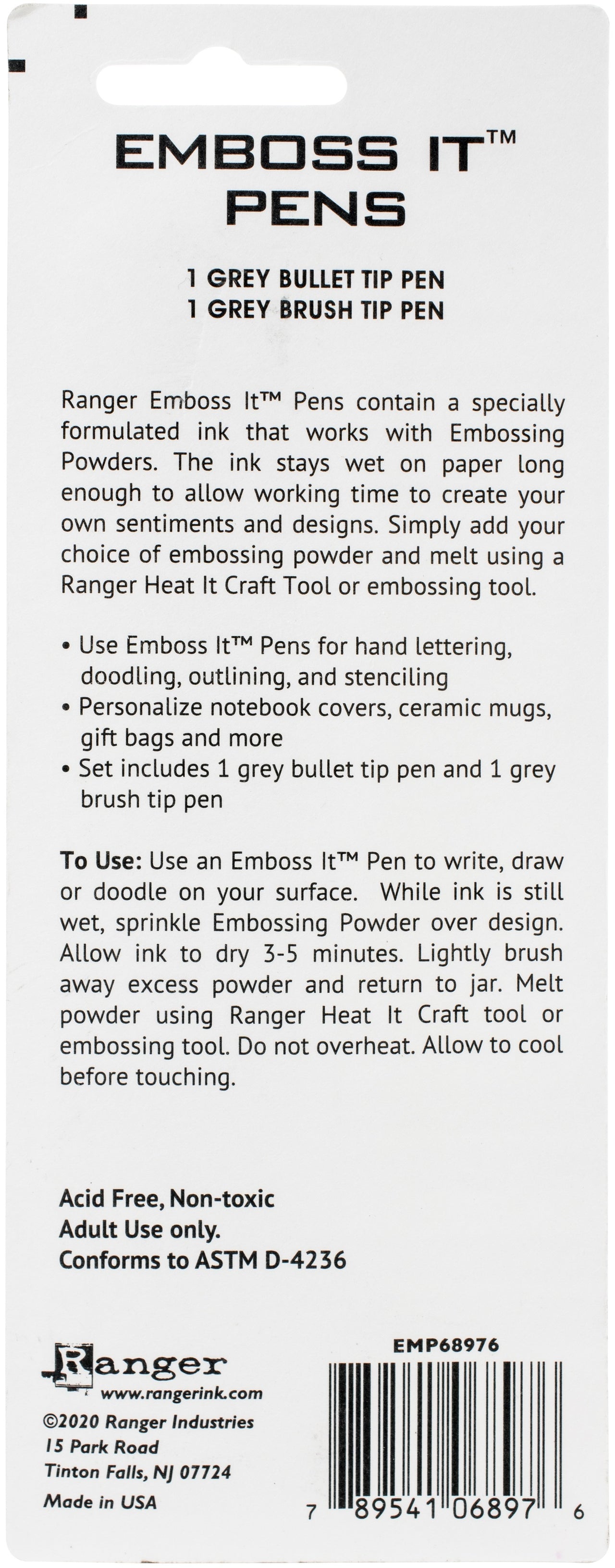 Ranger Embossing Pen Set 2/Pkg - Grey Brush & Grey Bullet