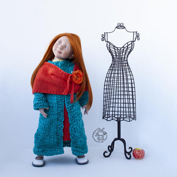 Outfit Orange and Turquoise for 18in doll  knitting flat