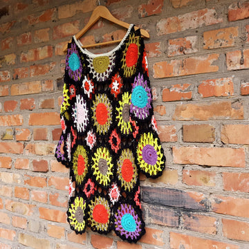 Crochet rainbow festival cover up.