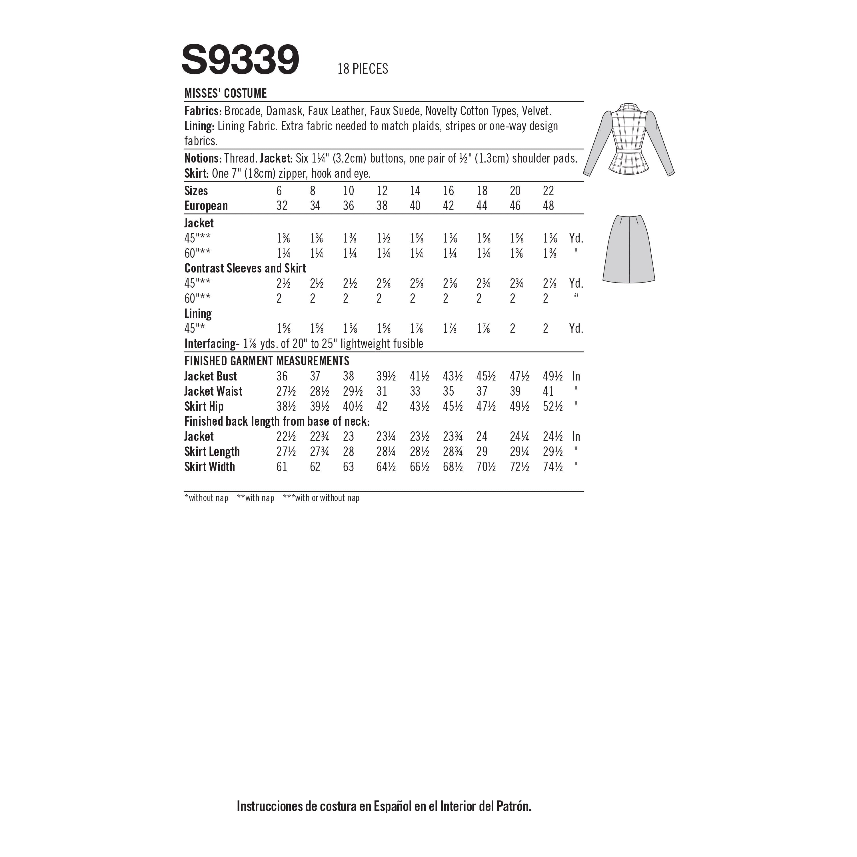 Simplicity Misses' Costume S9339 - Sewing Pattern