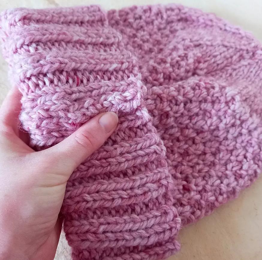 Chunky Hat on Straight Needles (#3): double moss