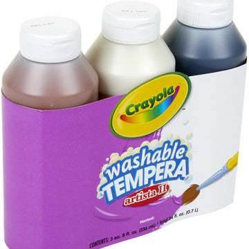 Crayola Artista II Washable Tempera Paint 8oz 3/Pkg - Neutral