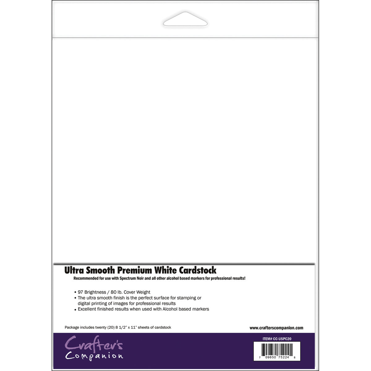 Crafter's Companion Spectrum Noir Ultra Smooth Premium Cardstock 8.5"X11" 20/Pkg - White
