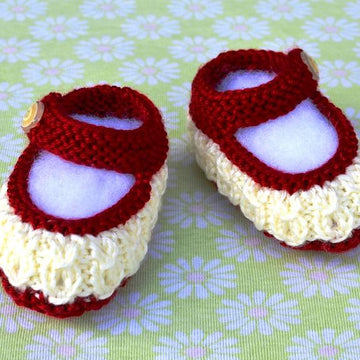 Mock Cables Mary Jane Baby Booties