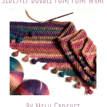 Sidestep Bobble Pom Pom Wrap US terminology  by Melu Crochet