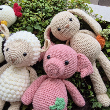 Farm Animal Set Bunny Chicken Cow Pig Sheep Lamb crochet amigurumi