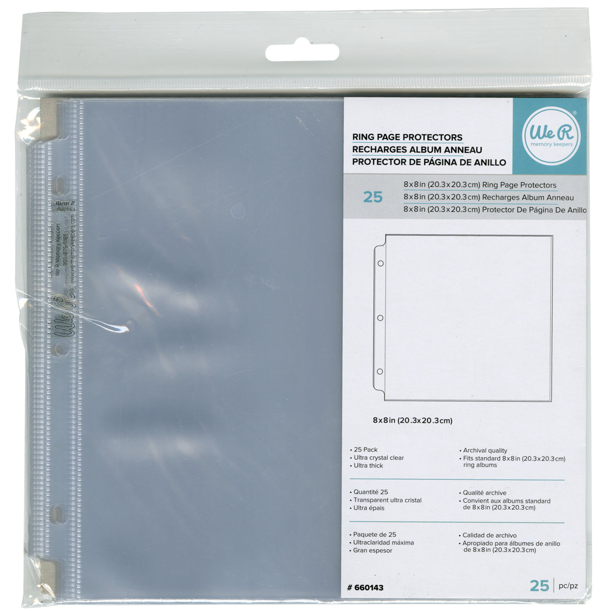 We R Memory Keepers We R Ring Photo Sleeves 8"X8" 25/Pkg - Full Page