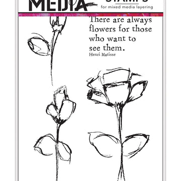 Ranger Dina Wakley Media Cling Stamps 6"X9" - Always Flowers