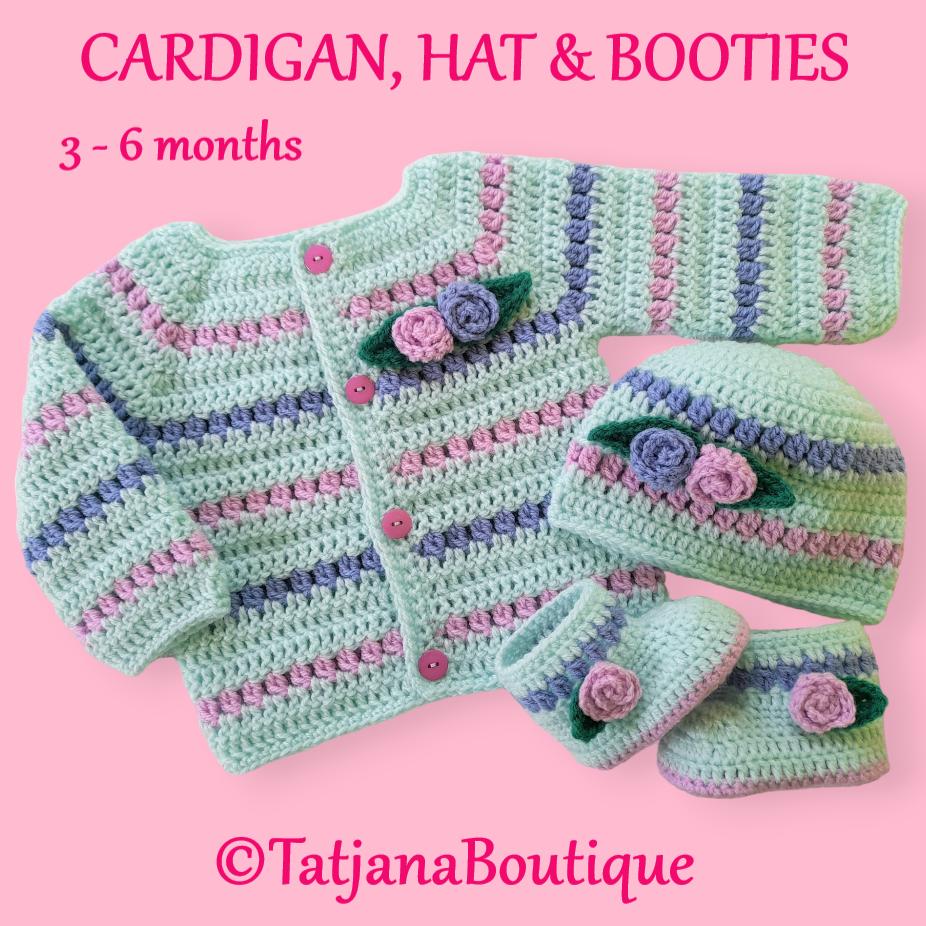 Baby Cardigan, Hat and Booties