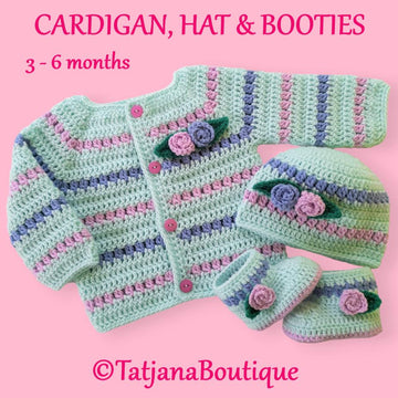 Baby Cardigan, Hat and Booties