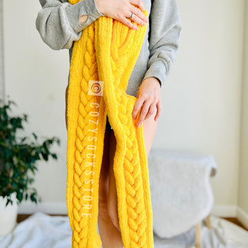 Plush cable stockings