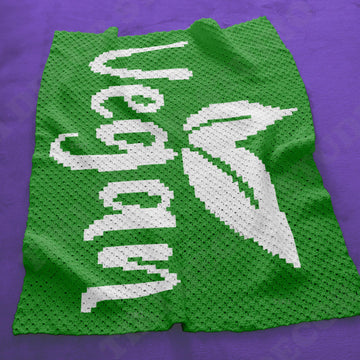 Vegan Power Throw C2C Diagonal Crochet Pattern Plant-based Graphgan