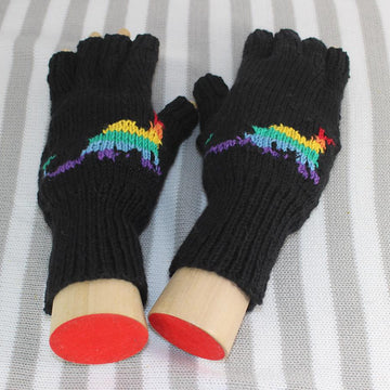 Rainbow Dinosaur Beanie and Short Finger Gloves