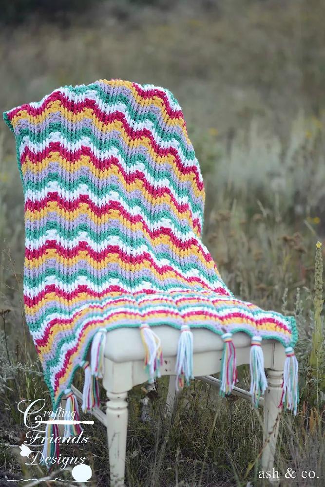 Reversible Textured Chevron Afghan