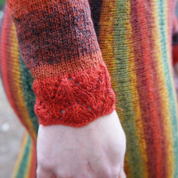 Maxi dress with stripes and colorwork
