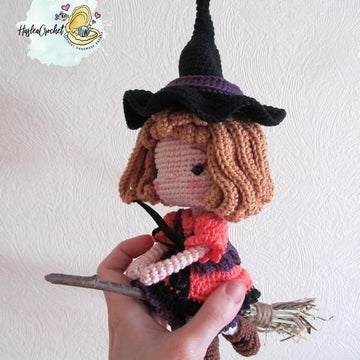 Doll crochet pattern tutorial "Little witch"