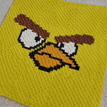 C2C Crochet Pattern Yellow Bird 60x60 Squares Blanket Intarsia Throw