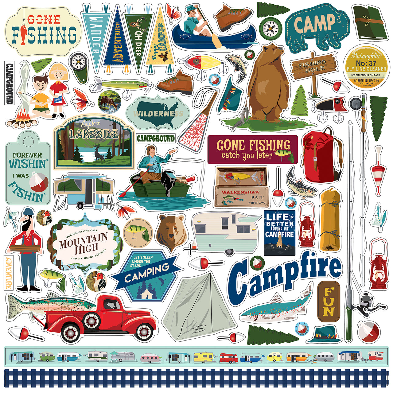 Echo Park Paper Gone Camping Cardstock Stickers 12"X12" - Elements