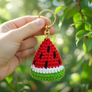 Watermelon Crochet Keychain Pattern PDF + Video Tutorial